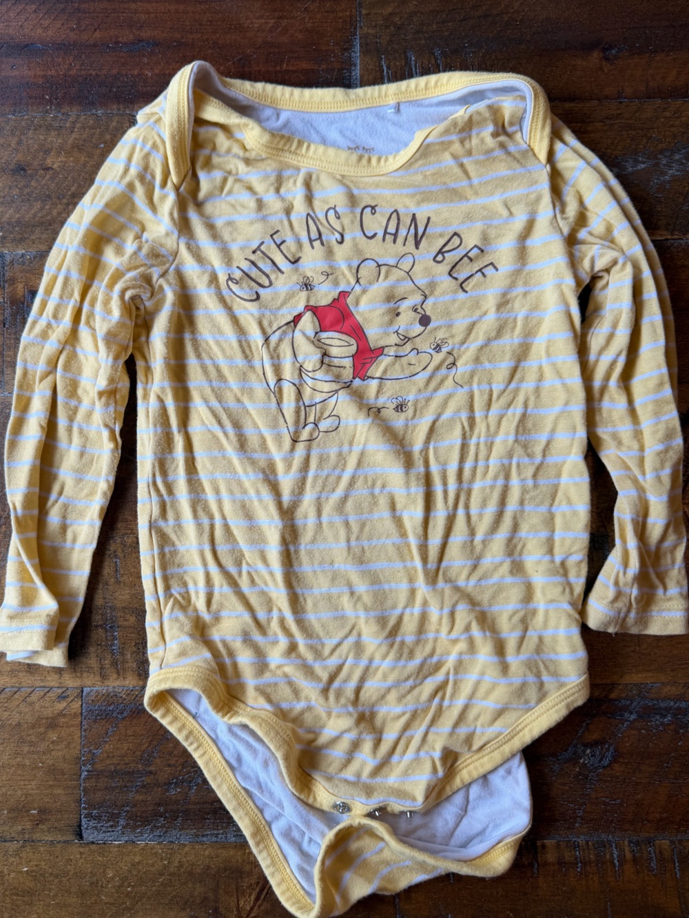 Little Sleepies Yellow & White Striped "Cute As Can Bee" Bodysuit